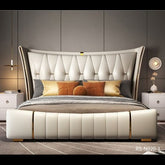 Trueliving Queen Size designer Dark bed Laminated Finish & PU Finish 6Ft *6Ft *1Ft