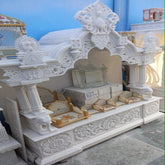 Trueliving Mandir | Marble Designer Temple 3.7 for Home & Offices |Solid Surface - Size - H: 48" x W: 44"— D: 21.5"