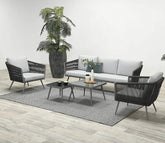 Stylish Black Rope Outdoor Furniture With Cushion Set