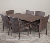 Dark Brown Rattan And Wicker Patio Dinning Set
