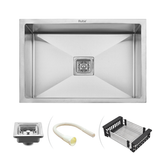 Trueliving Luxury Silver_Handmade Single Bowl 304-Grade Kitchen Sink (32 x 20 x 10 Inches) with Tap Hole