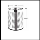Trueliving_DUSTBIN OPEN PERFORATED (7x10)_Silver_Steel