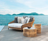 Beige Rope Daybed With Round Table And Off White Cushions