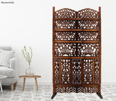 Hudson Floral Hand Carved Wooden Room Divider Single Panel With Stand
