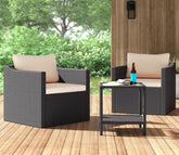 Brown Rattan And Wicker Outdoor Furniture Set With Table And Cushions