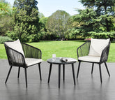 Black 2 Seater Chair With Table And Cream Cushions Balcony Set