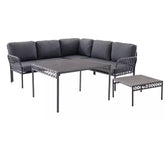 Grey Rope L Shape Sofa Set With Table And Grey Cushions