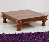 Brown And Gold Wooden Chowki