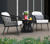 Black Rope 2 Seater With Table And Off-White Cushion Covers