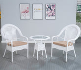 Rattan And Wicker 2 Seater Set With Table Set (White)