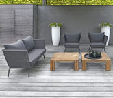 Grey Rope 4 Seater Sofa Set With Square Table And Grey Cushions