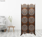 Adrian Floral Hand Carved Wooden Room Divider Single Panel With Stand