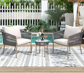 Grey Rope 2 Seater Chair Set And Off White Cushions