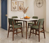 Vivara 4 Seater Dinining Set with Valence Quartz-Top Table and Vinara Upholstered Chair (Sage Green)