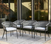 Grey Rope 4 Seater Chair Set With Grey Cushions