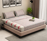200 TC Double Bed Sheet - Bloom Shay Cotton Bedsheet King Size With 2 Pillow Cover