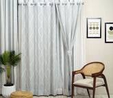 Twisted Sheer Door Curtains Set of 2 (Grey, 7 Feet)