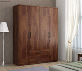 Kosmo Lauren 4 Door Wardrobe Without Mirror (Exotic Teak Finish)