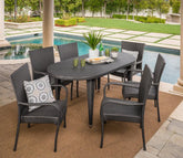 Dark Brown Rattan And Wicker Outdoor Dinning Patio Set