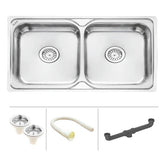Trueliving Luxury Silver_Oval Double Bowl (45 x 20 x 9 inches) 304-Grade Kitchen Sink