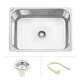 Trueliving Facy Silver_Square Single Bowl Kitchen Sink (24 x 18 x 9 inches)