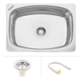 Trueliving Facy Silver_Square Single Bowl Kitchen Sink (26 x 20 x 9 inches)