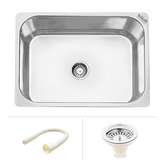 Trueliving Luxury Silver_Square Single Bowl 304-Grade Kitchen Sink (16 x 18 x 8 inches)