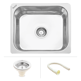 Trueliving Modern Silver_Square Single Bowl 304-Grade Kitchen Sink (26 x 20 x 9 inches)