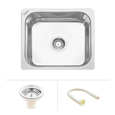 Trueliving Modern Silver_Square Single Bowl 304-Grade Kitchen Sink (27 x 21 x 9 inches)