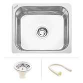 Trueliving Luxury Silver_Square Single Bowl 304-Grade Kitchen Sink (24 x 18 x 9 inches)