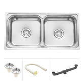 Trueliving Facy Silver_Square Double Bowl (32 x 20 x 8 inches) 304-Grade Kitchen Sink