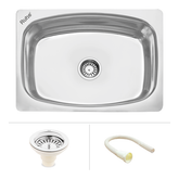 Trueliving Facy Silver_Square Single Bowl Kitchen Sink (20 x 17 x 8 inches)