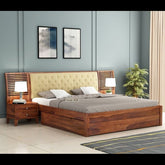 Trueliving Luxurious Queen Size Light masterbed Laminated Finish & PU Finish 6Ft *6Ft *1Ft