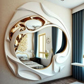 Trueliving Modern Fancy Framed Decorative Wall Mount Mirror | 16" x 36"