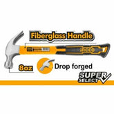 Truliving_Hammers & Accessories-Hand Tools & Hardware-Tools & Hardware-INGCO Claw hammer HCHS8008| Drop-forged hammerhead| 8oz/220g