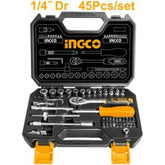 Truliving_Automotive Accessories-Hand Tools & Hardware-Household Tools Sets-INGCO 45Pcs 1/4? Socket Set HKTS14451