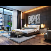 Trueliving Luxurious modern Dark bed Laminated Finish & PU Finish 6Ft *6Ft *1Ft