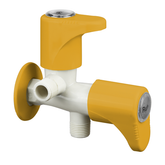 Truliving_Gold Oval Two Way Angle Valve PTMT Faucet (Double Handle) 15 MM White orange