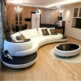 Trueliving Luxurious Light Six Seater Sofa Linen Finish (H 36" x W 80" x D 34")+(H 33" x W 60" x D 35")+(H 30'' x W 31'' x D 30'')