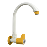 Truliving_Gold Oval Sink Tap with Swivel Spout PTMT Faucet 15 MM White orange