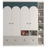 Trueliving 5 Cabinet Open Kids Brown wardrobes Laminated Finish & PU Finish 8Ft *2Ft *9Ft -2438.4MM X 609MM X 2743.2MM)