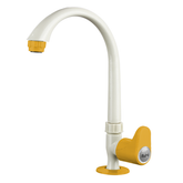 Truliving_Gold Oval PTMT Swan Neck with Swivel Spout Faucet 15 MM White orange