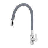 Trueliving Classy Pavo Swan Neck Brass Faucet with Silicone Grey Flexible Spout20 Inches