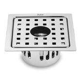 Trueliving_Fire Square Silver 304-Grade Floor Drain with Hole & Cockroach Trap (5 x 5 Inches)