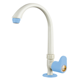 Truliving_Indigo Oval PTMT Swan Neck with Swivel Spout Faucet 15 MM White Blue