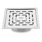 Trueliving_Sapphire Silver Square Flat Cut 304-Grade Floor Drain with Cockroach Trap (6 x 6 Inches)