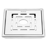 Trueliving_Sapphire Silver Square 304-Grade Floor Drain with Hole (5 x 5 Inches)