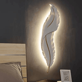 Trueliving 61 cm Height x 20 Length x 7 cm Width Wall Hanging Sconce for Home Decor, LED Wall Light Fixtures White Feather Wall Lamp for Bedroom Living Room Hallway, Royal White Color 24x8 Inch