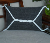 Twisted Tasseled Grey Cotton Cushion Cover -14 x 20