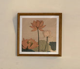 Vintage Botanical Triple Lotus Stems Wall Art (Multicolor)